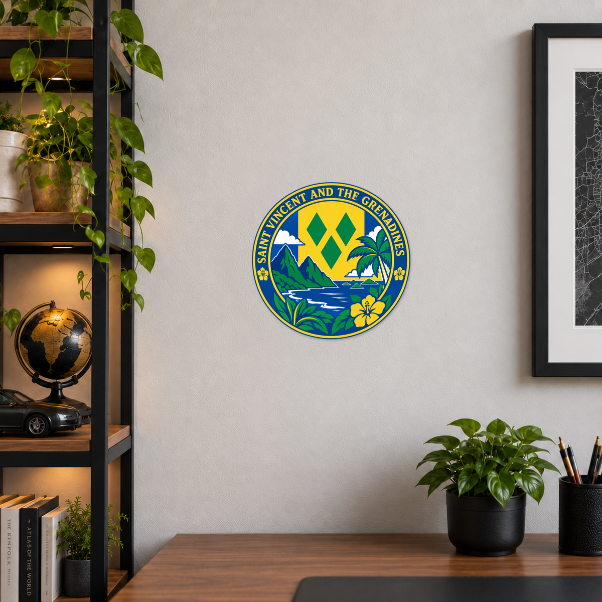 Saint Vincent and the Grenadines 3D-printed country seal — wall display at approximately 9.5 inches diameter