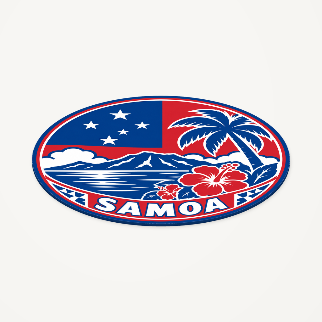 Samoa 3D-printed country seal — angled view showing thin profile