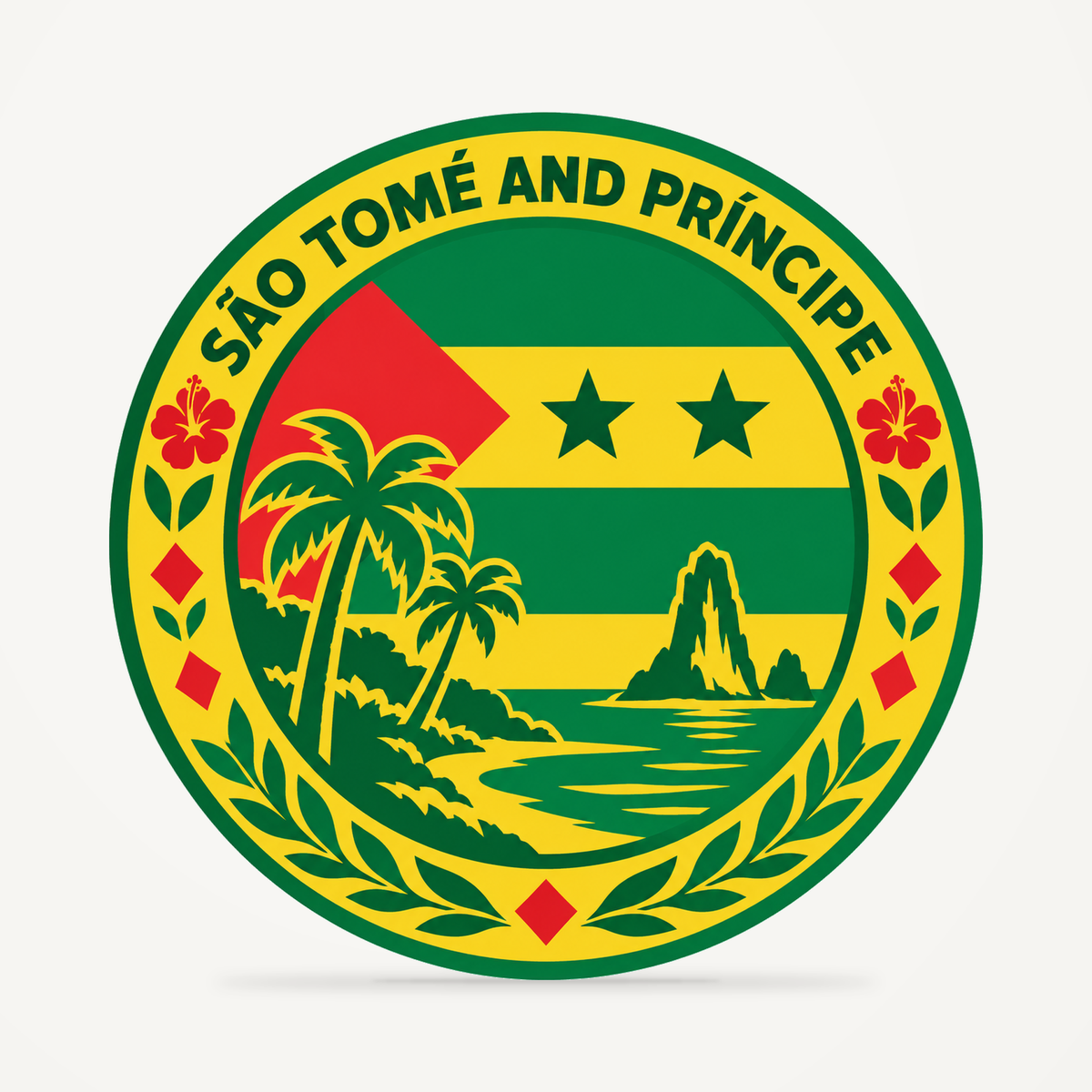 Front view of the São Tomé and Príncipe 3D-printed country seal