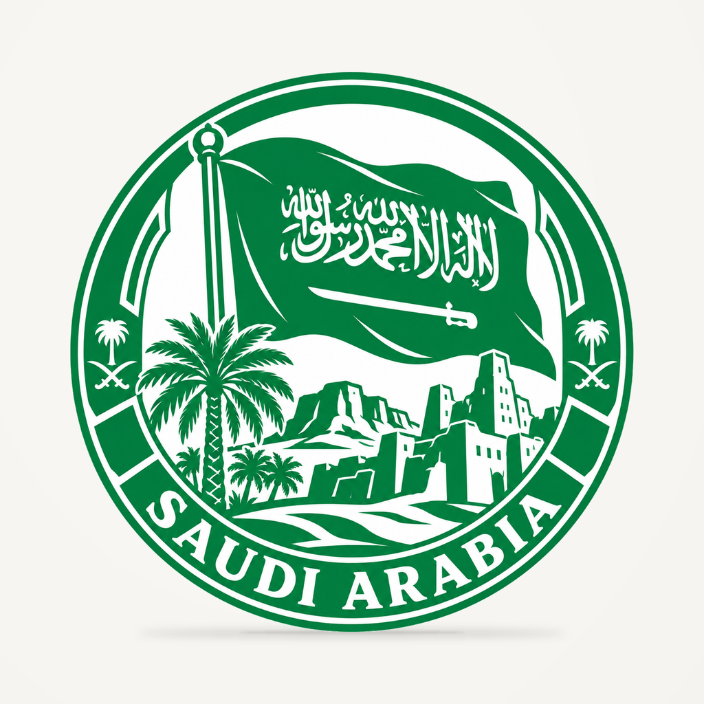 Front view of the Saudi Arabia 3D-printed country seal