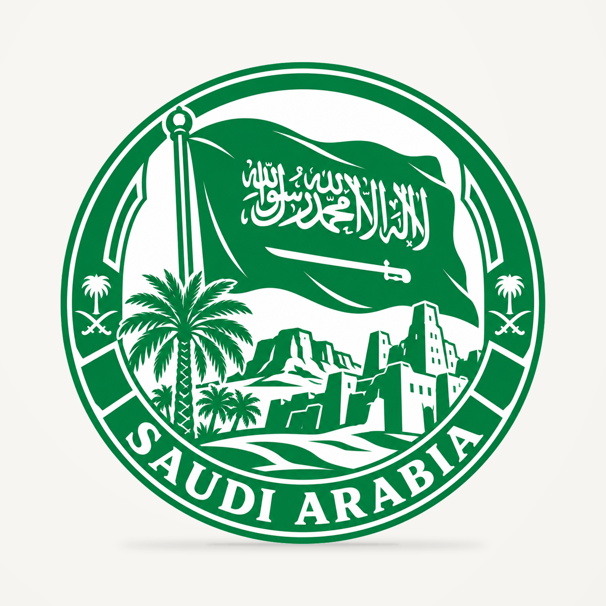 Front view of the Saudi Arabia 3D-printed country seal