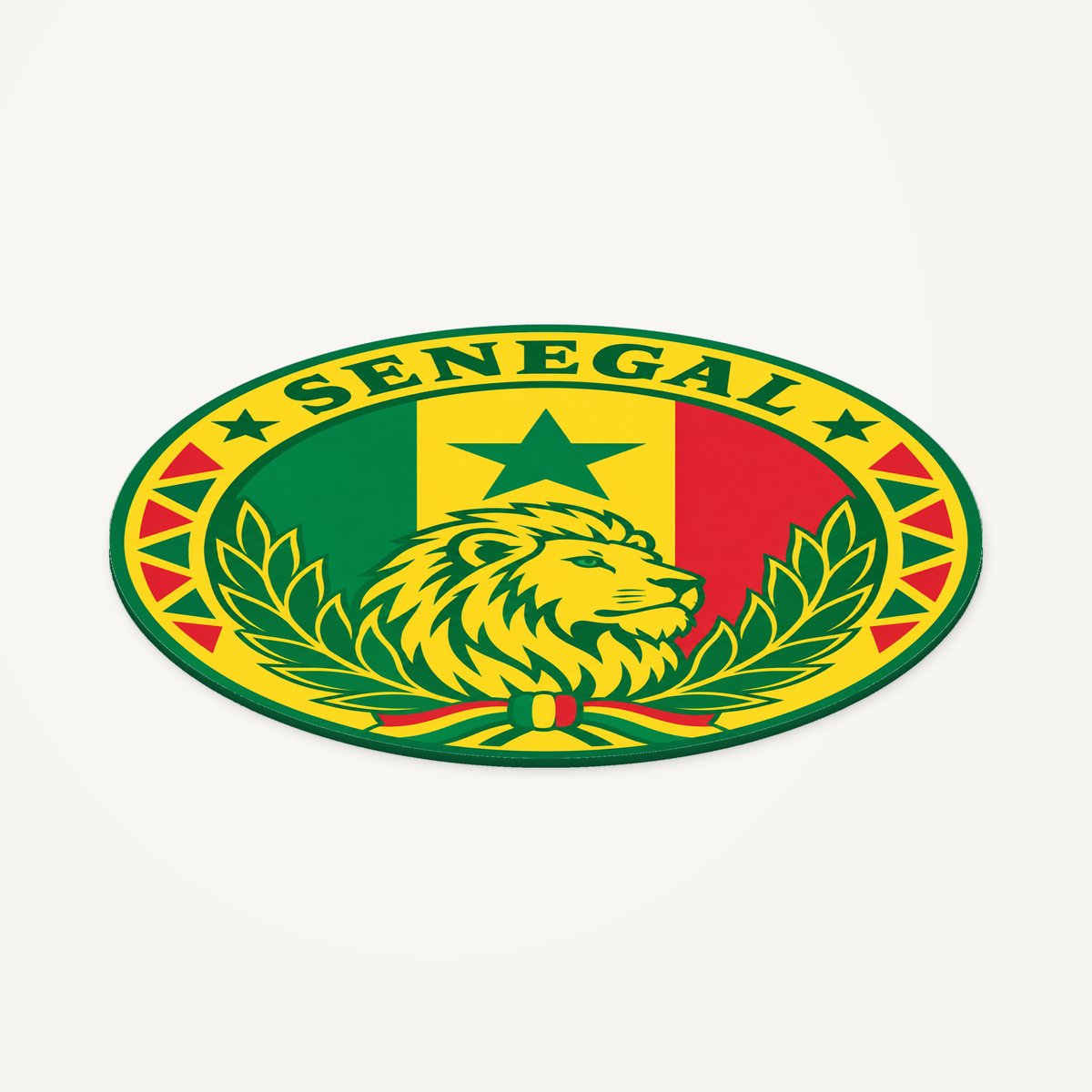 Angled view showing the thin profile of the Senegal 3D-printed country seal