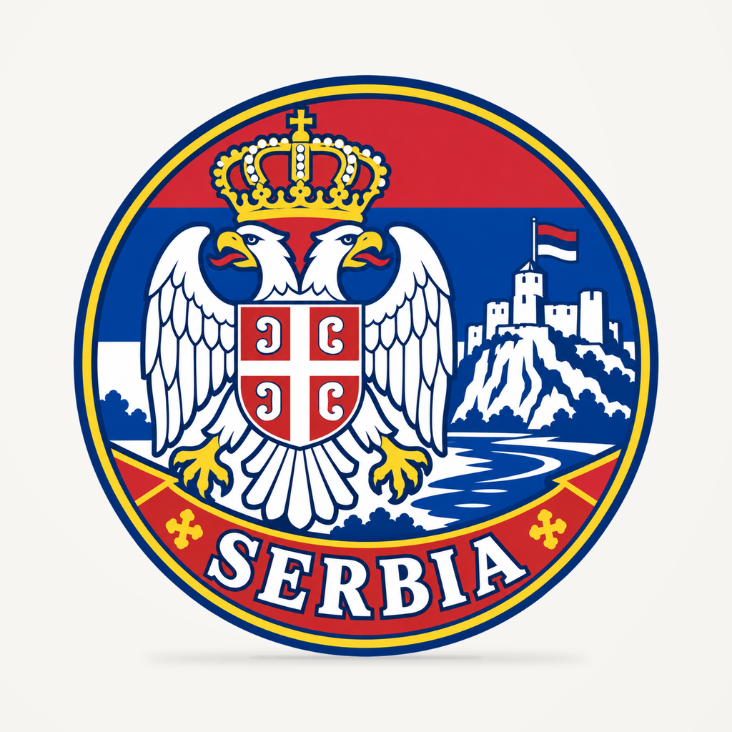 Serbia 3D-printed country seal — front view