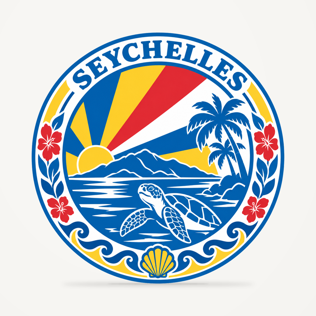 Front view of the Seychelles 3D-printed country seal