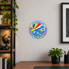 Seychelles 3D-printed country seal displayed on a home office wall at approximately 9.5 inches across