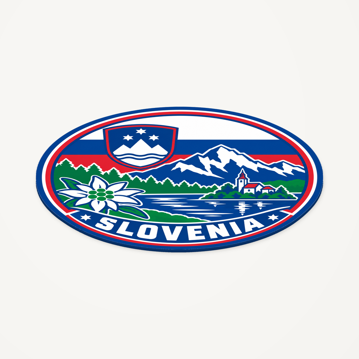 Slovenia 3D-printed country seal — angled view showing thin profile