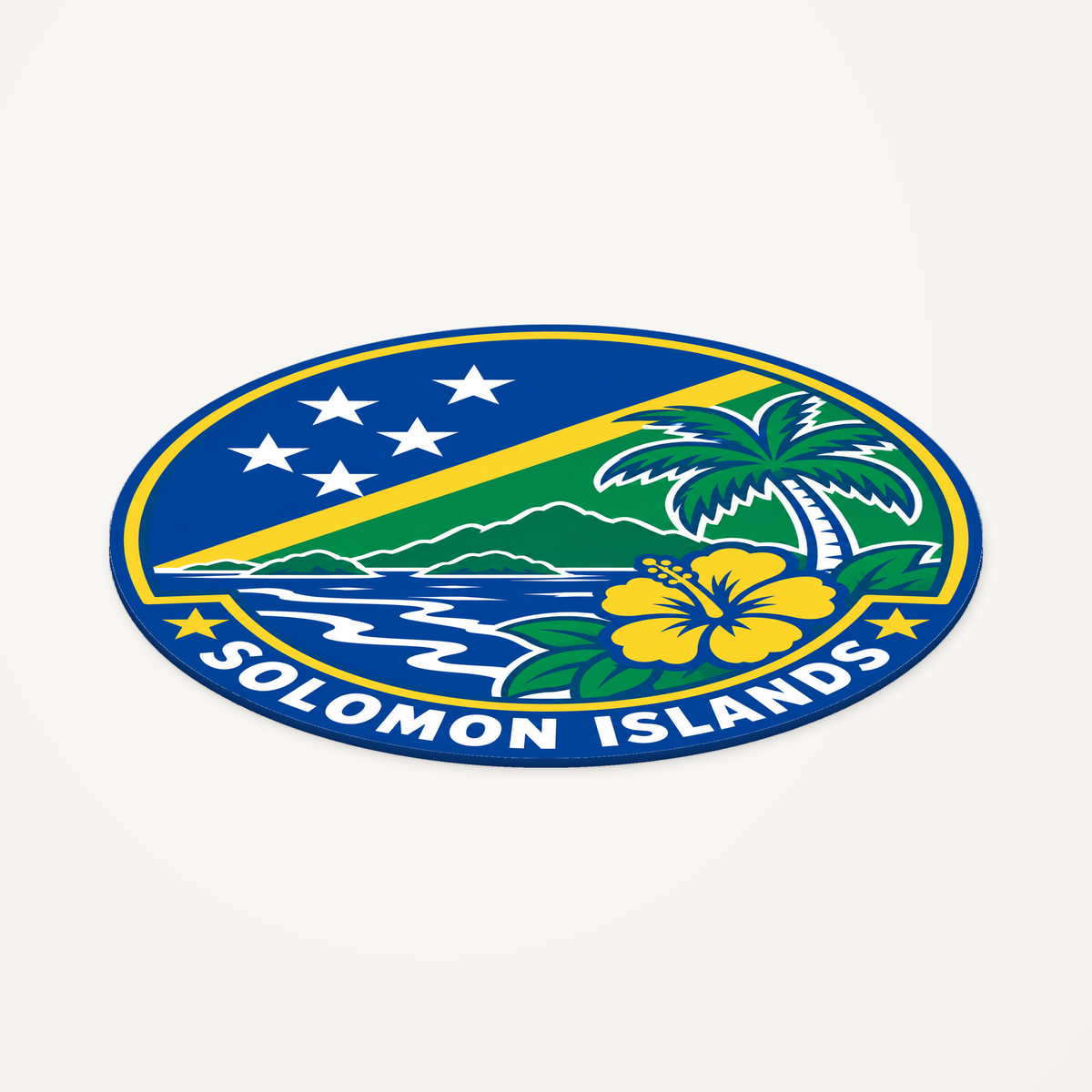 Solomon Islands 3D-printed country seal — angled view showing thin profile