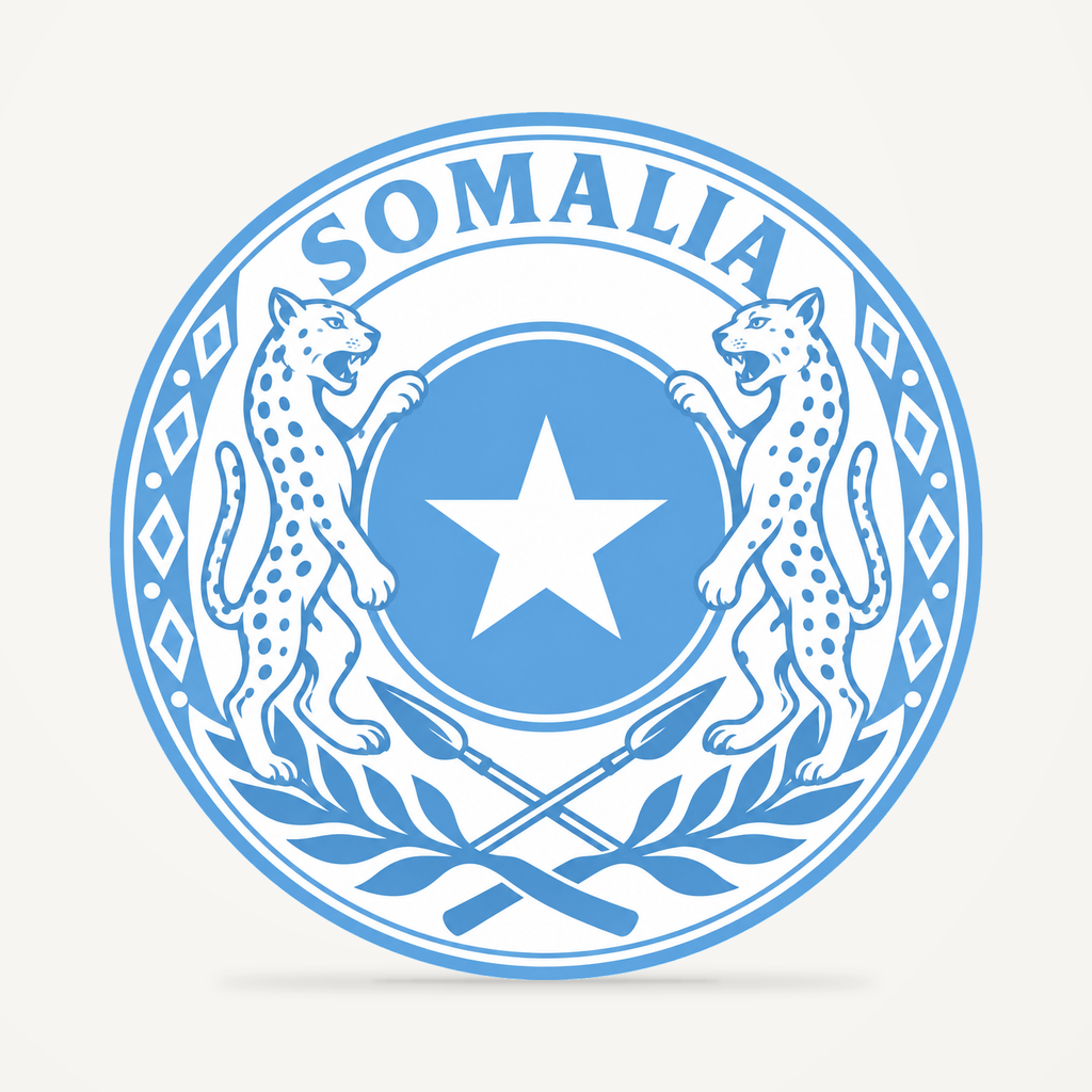 Front view of the Somalia 3D-printed country seal
