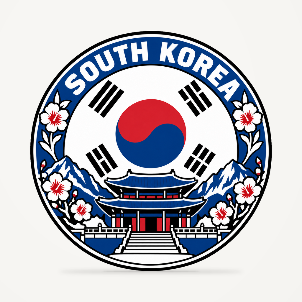 Front view of the South Korea 3D-printed country seal