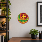 Sri Lanka 3D-printed country seal displayed on a home office wall at approximately 9.5 inches across