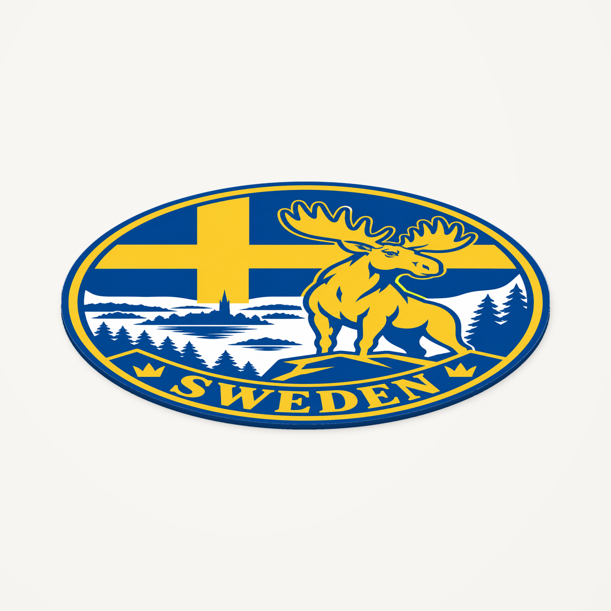 Sweden 3D-printed country seal — angled view showing thin profile