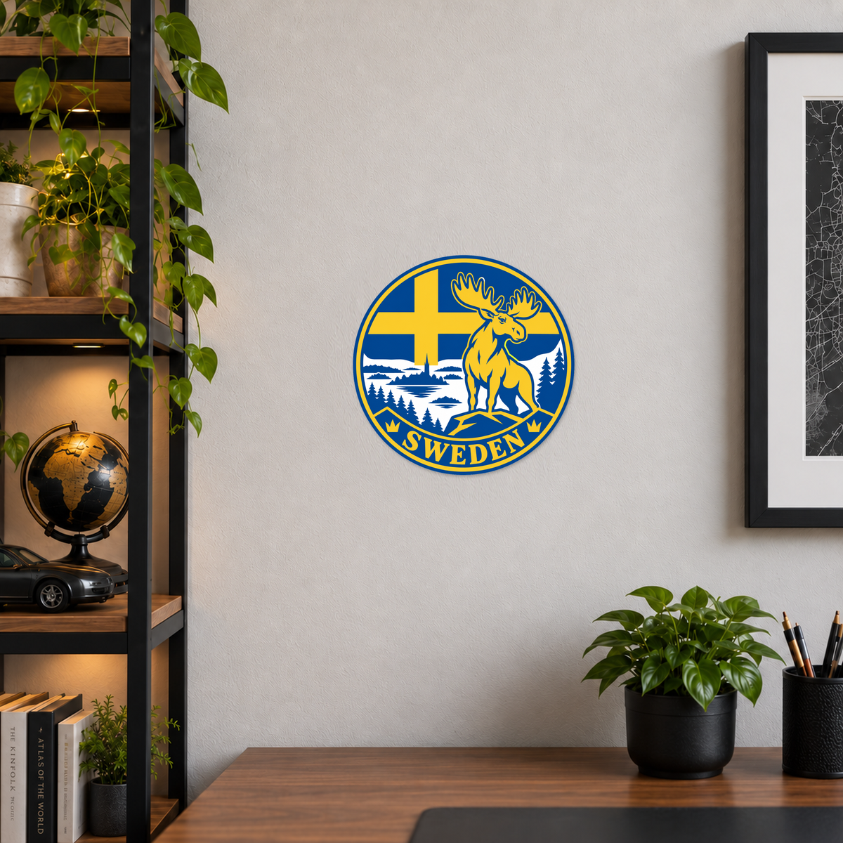 Sweden 3D-printed country seal — wall display at approximately 9.5 inches diameter
