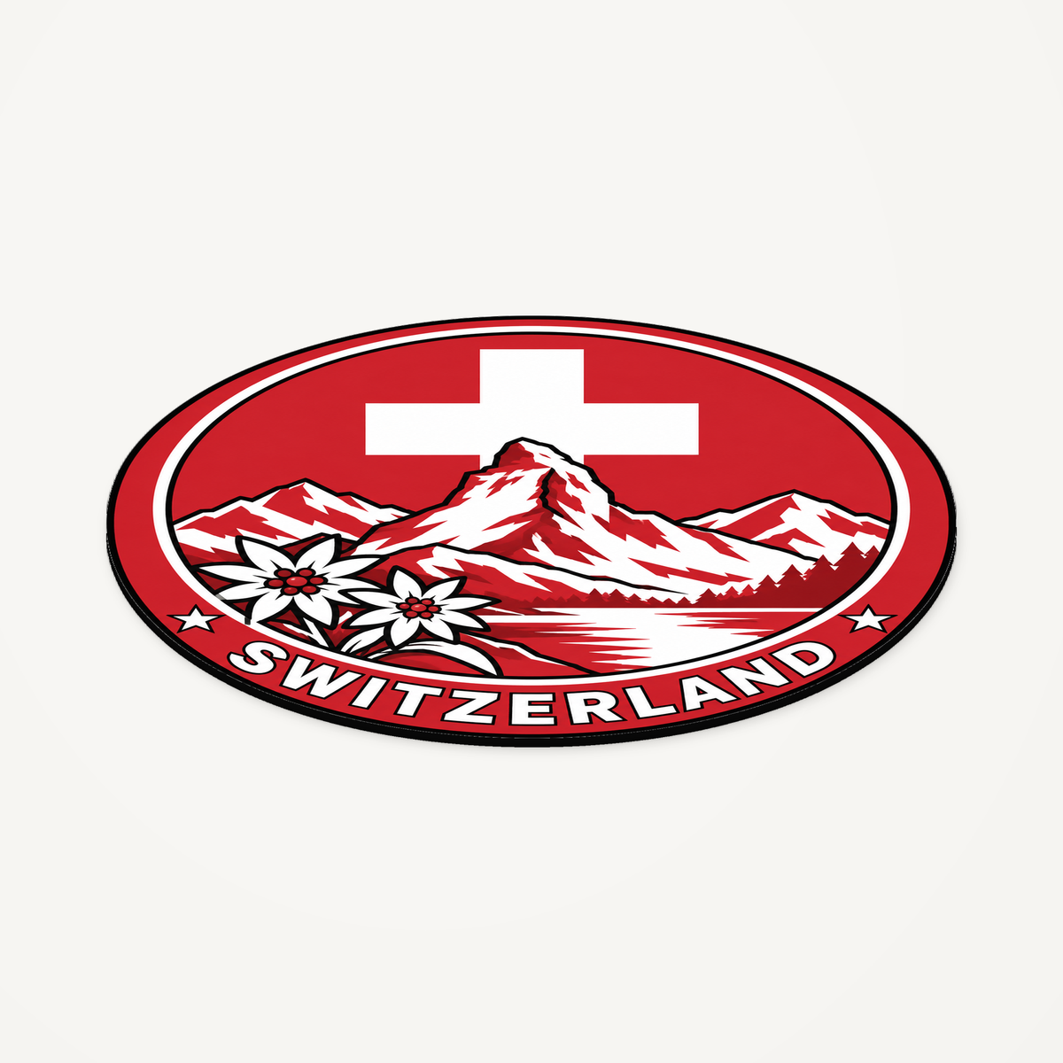 Switzerland 3D-printed country seal — angled view showing thin profile