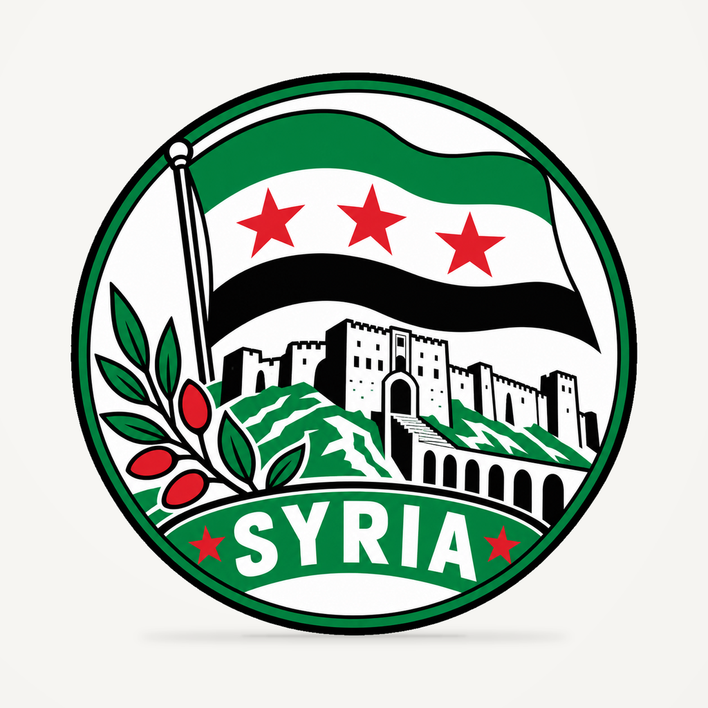 Front view of the Syria 3D-printed country seal