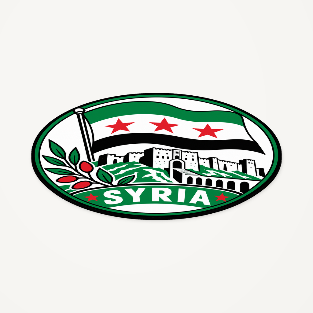 Angled view showing the thin profile of the Syria 3D-printed country seal