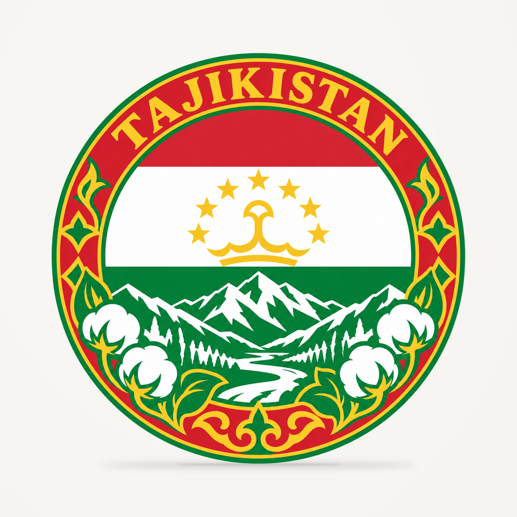 Front view of the Tajikistan 3D-printed country seal