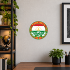 Tajikistan 3D-printed country seal displayed on a home office wall at approximately 9.5 inches across