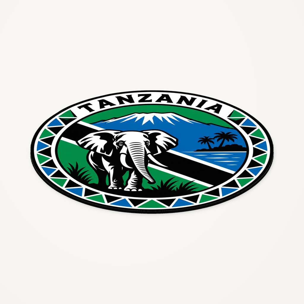 Angled view showing the thin profile of the Tanzania 3D-printed country seal