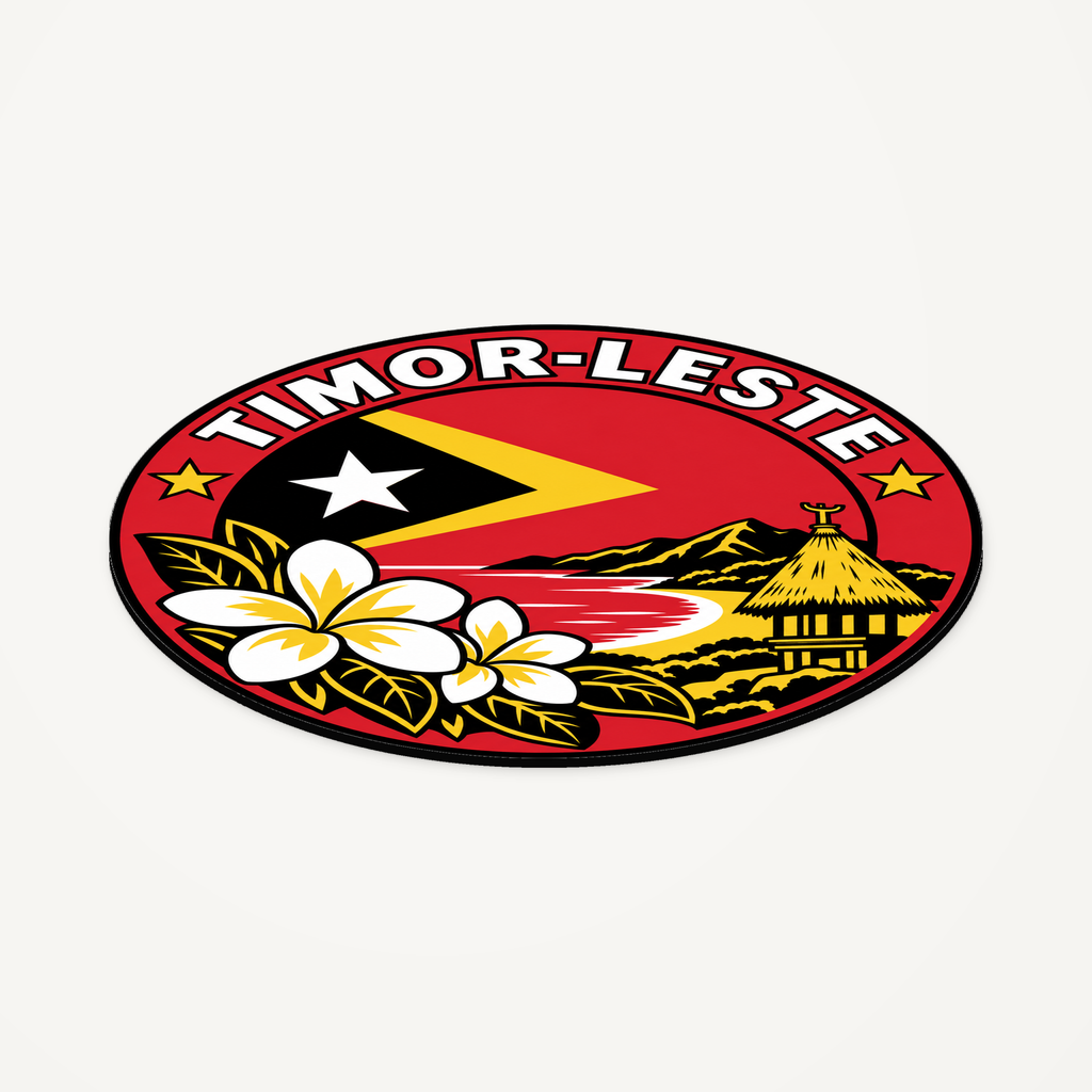 Angled view showing the thin profile of the Timor-Leste 3D-printed country seal
