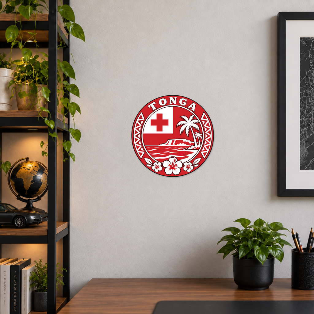 Tonga 3D-printed country seal — wall display at approximately 9.5 inches diameter