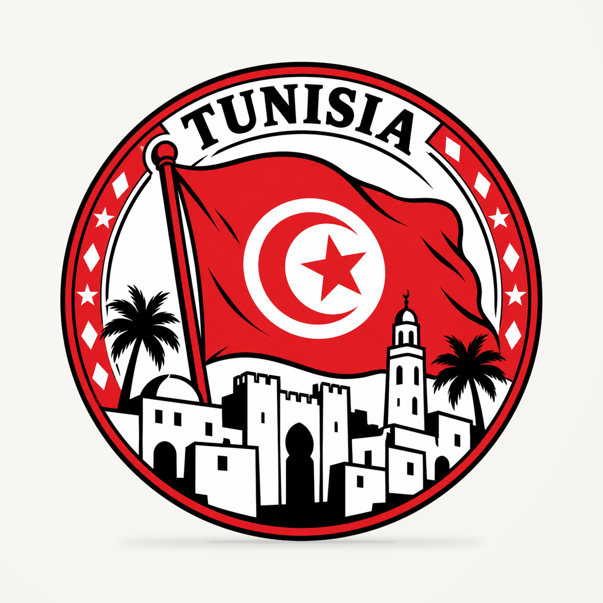 Front view of the Tunisia 3D-printed country seal