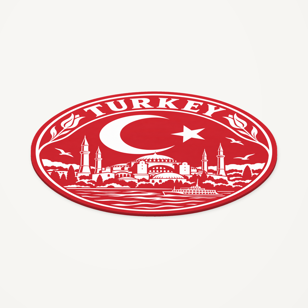 Angled view showing the thin profile of the Turkey 3D-printed country seal