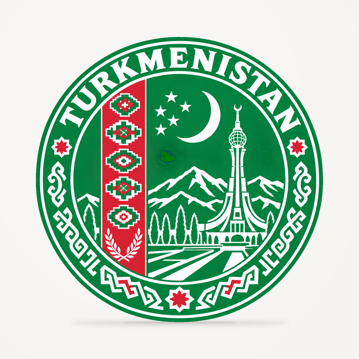 Front view of the Turkmenistan 3D-printed country seal