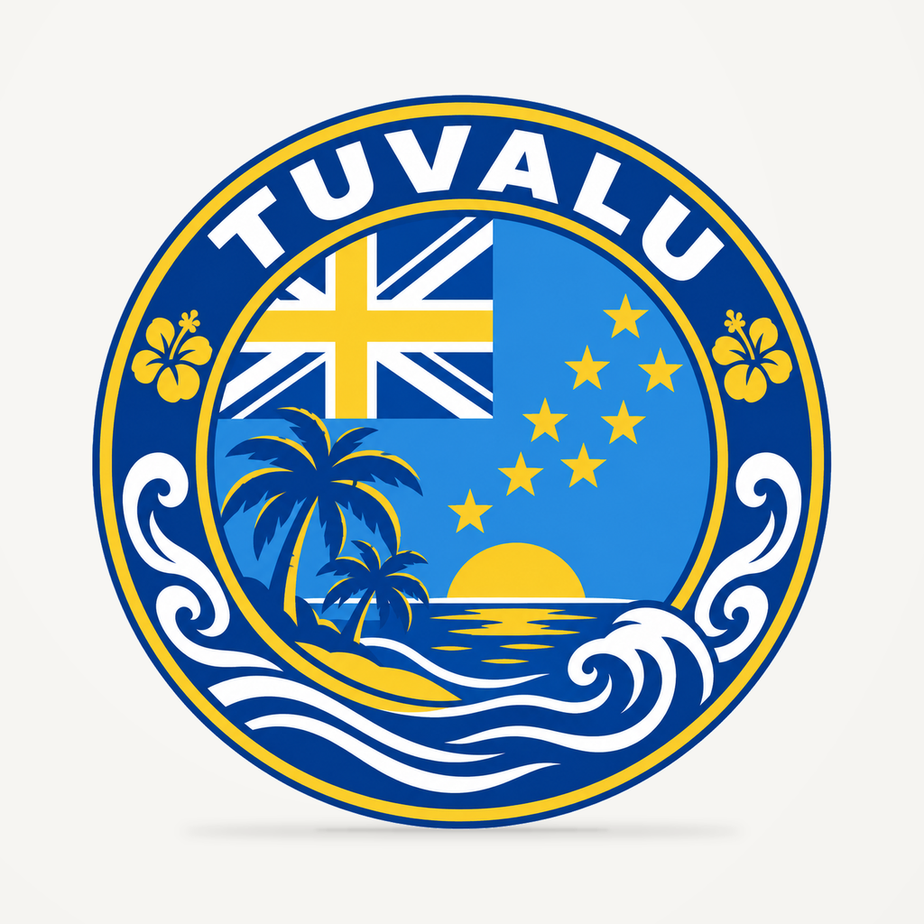 Tuvalu 3D-printed country seal — front view