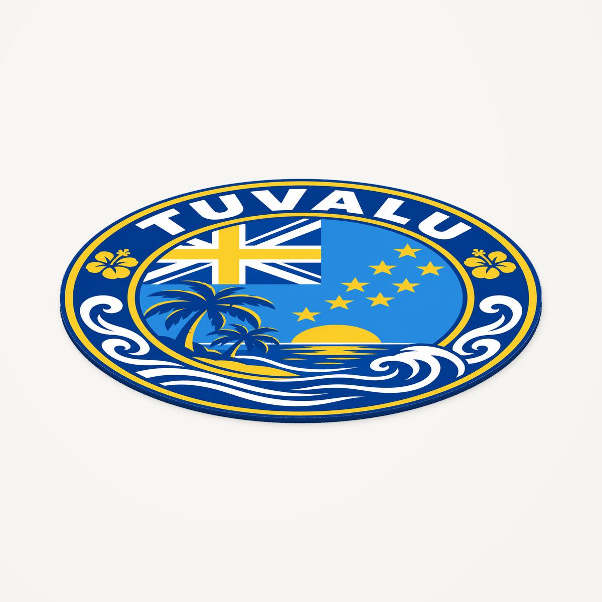Tuvalu 3D-printed country seal — angled view showing thin profile