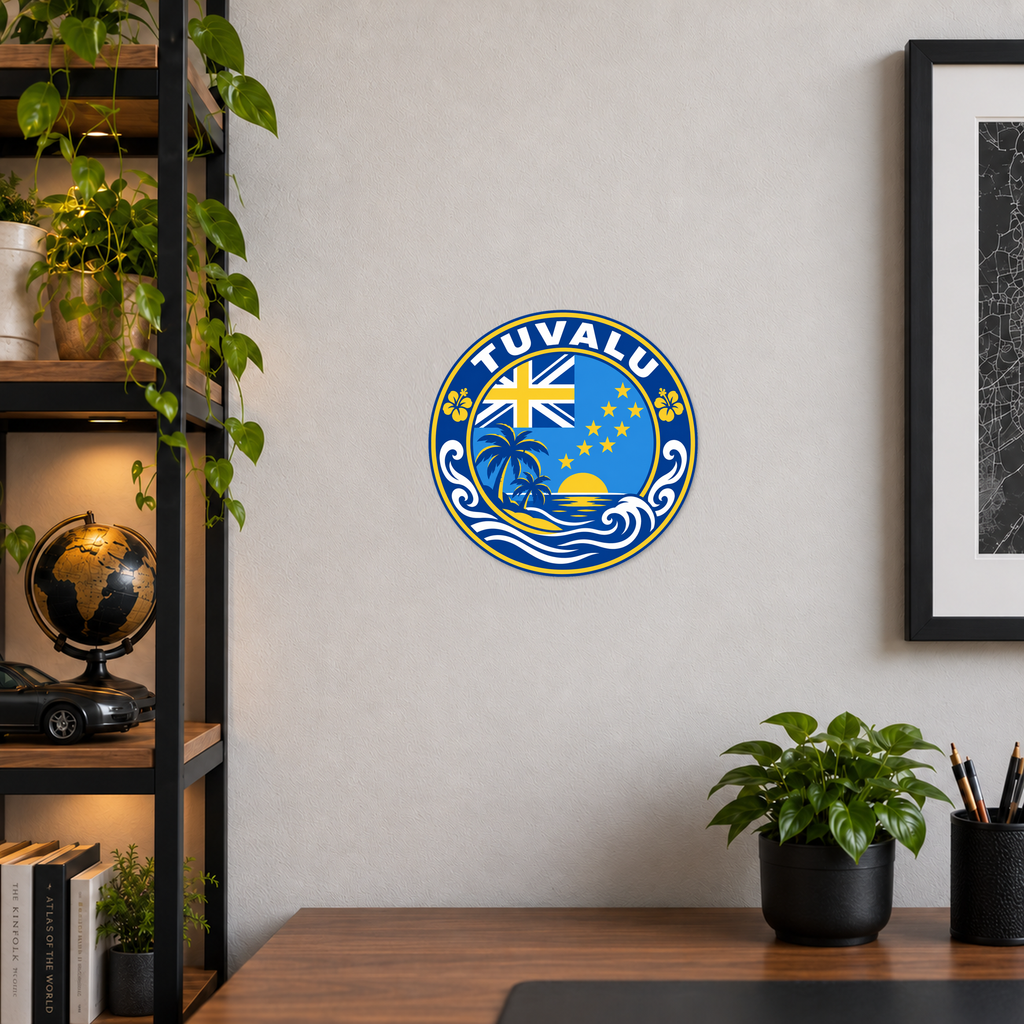 Tuvalu 3D-printed country seal — wall display at approximately 9.5 inches diameter