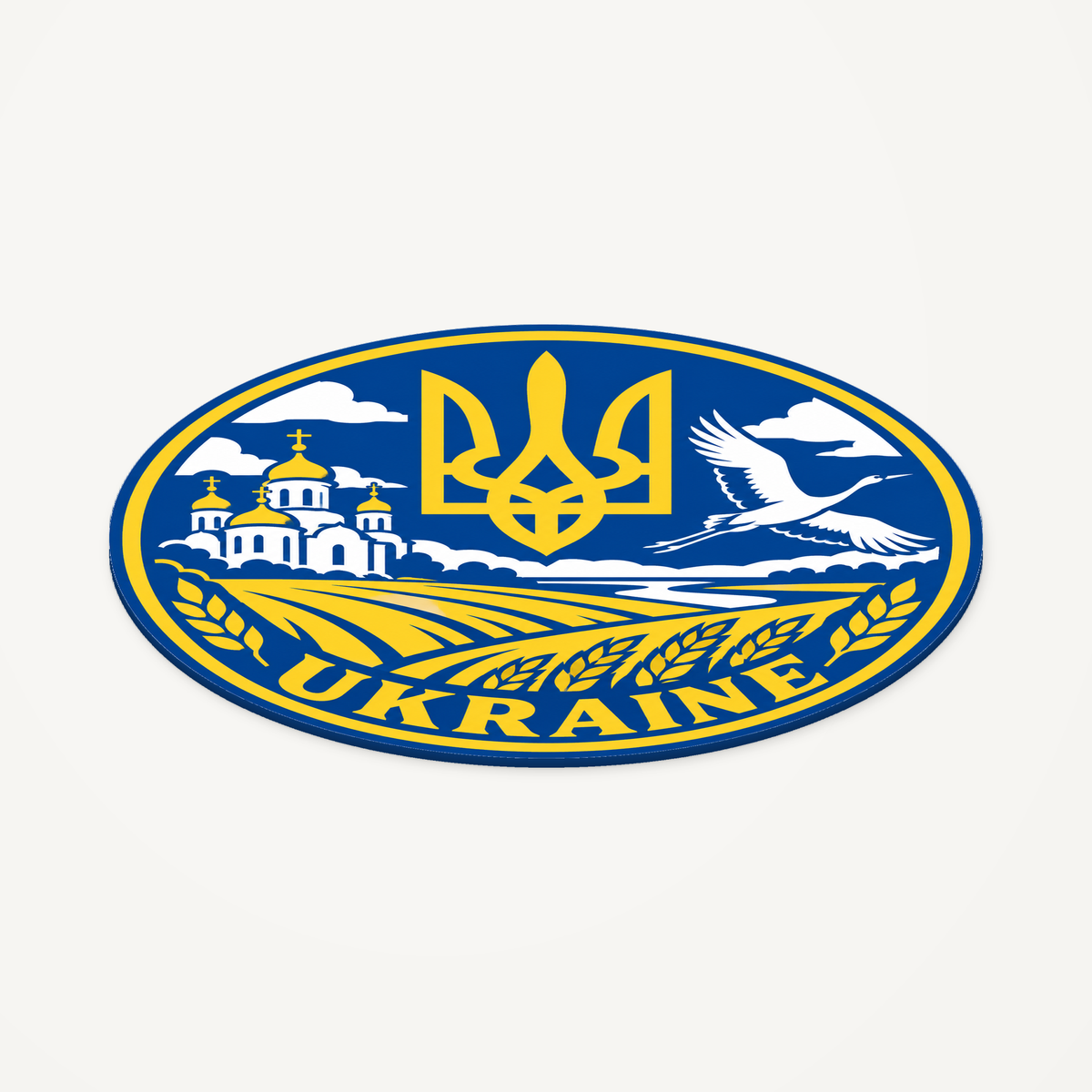 Ukraine 3D-printed country seal — angled view showing thin profile