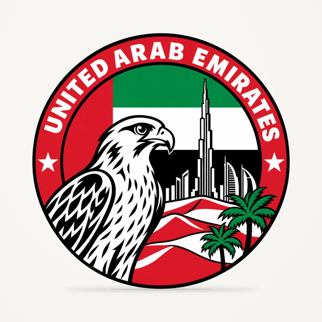 Front view of the United Arab Emirates 3D-printed country seal