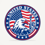 Illustrative render: Front view of the United States 3D-printed country seal