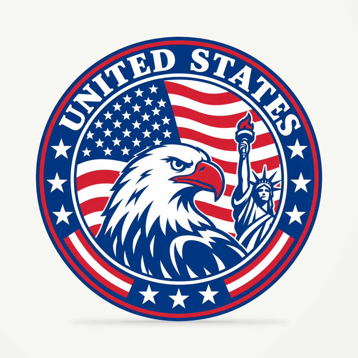 Illustrative render: Front view of the United States 3D-printed country seal