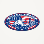 Illustrative render: Angled view showing the thin profile of the United States 3D-printed country seal