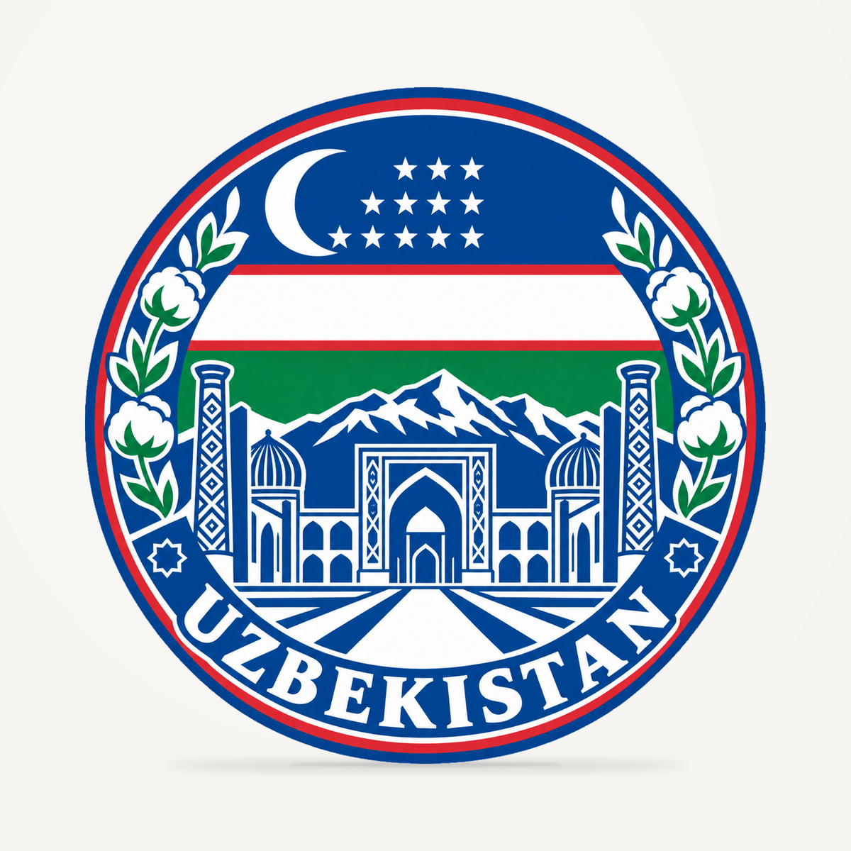 Uzbekistan 3D-printed country seal — front view