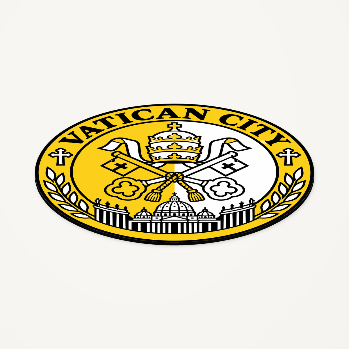 Vatican City 3D-printed country seal — angled view showing thin profile