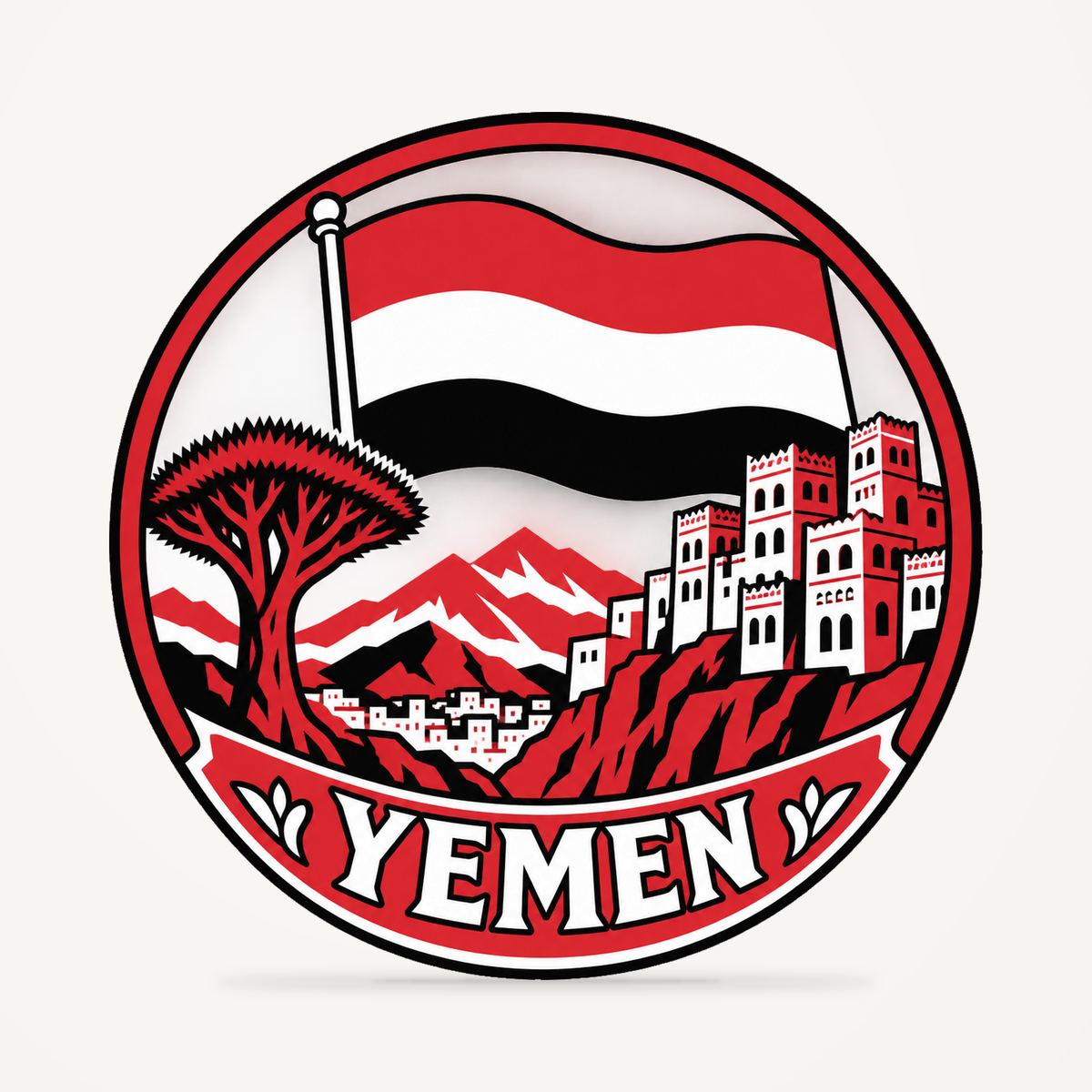 Yemen 3D-printed country seal — front view