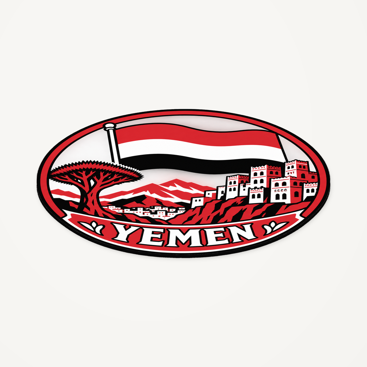 Yemen 3D-printed country seal — angled view showing thin profile