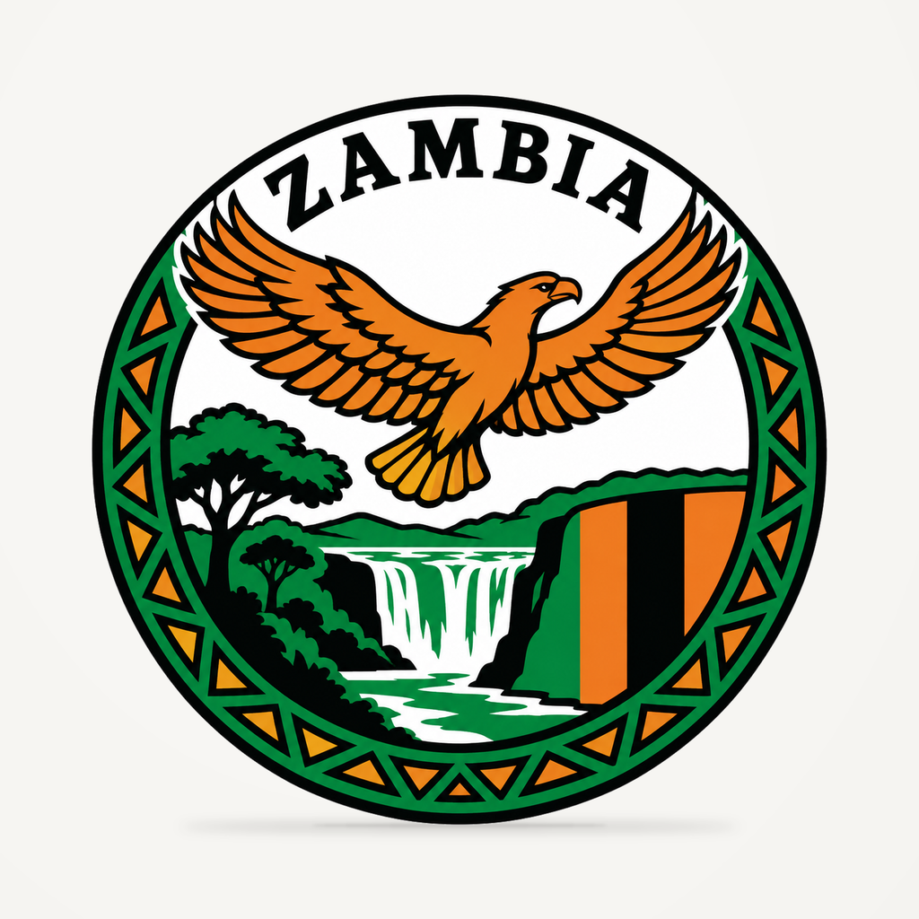 Front view of the Zambia 3D-printed country seal