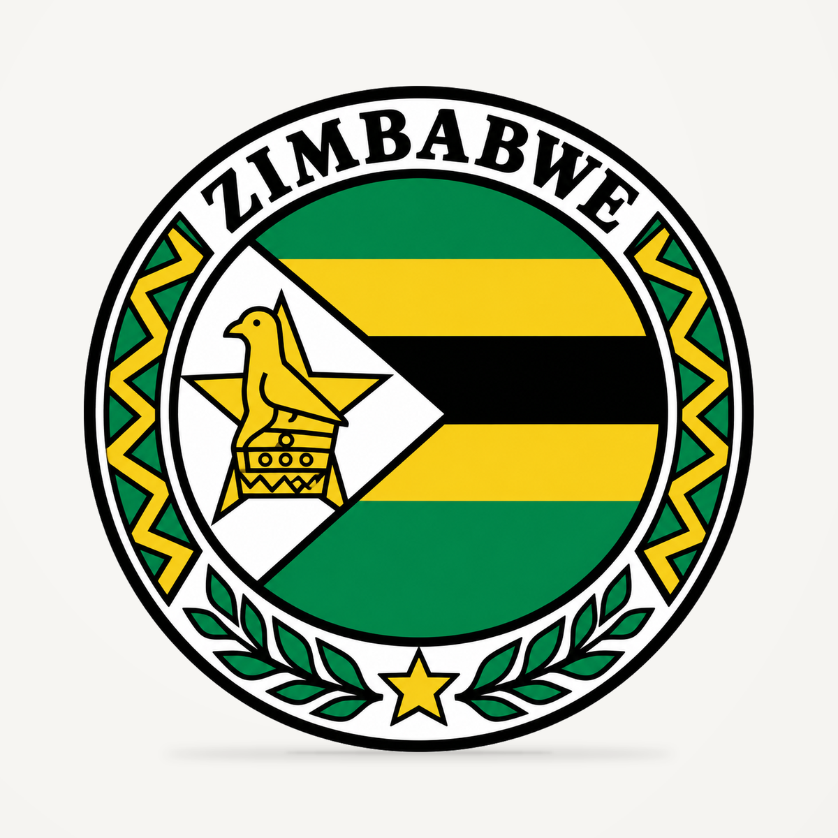 Front view of the Zimbabwe 3D-printed country seal