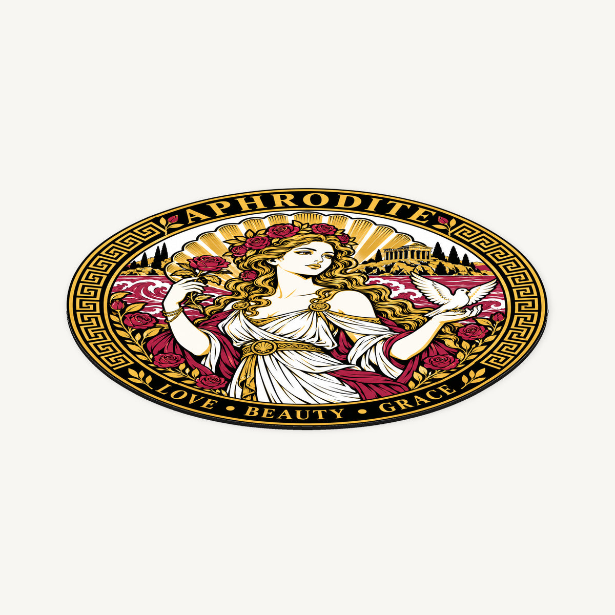 Aphrodite Greek Mythology Seal — angled view showing thin profile; illustrative rendering