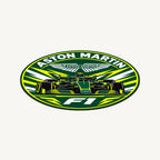 Aston Martin F1 Team Seal — angled view showing the thin plaque profile; illustrative rendering