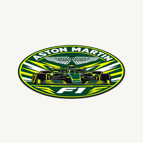 Aston Martin F1 Team Seal — angled view showing the thin plaque profile; illustrative rendering