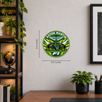 Aston Martin F1 Team Seal — example wall display with 9.5-inch width and height guides; illustrative rendering