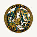 Athena Greek Mythology Seal — front view; illustrative rendering