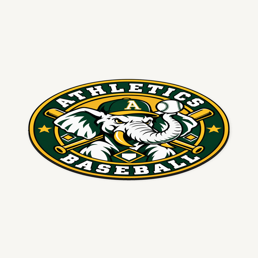 Athletics MLB Team Seal — angled view showing the thin plaque profile; illustrative rendering