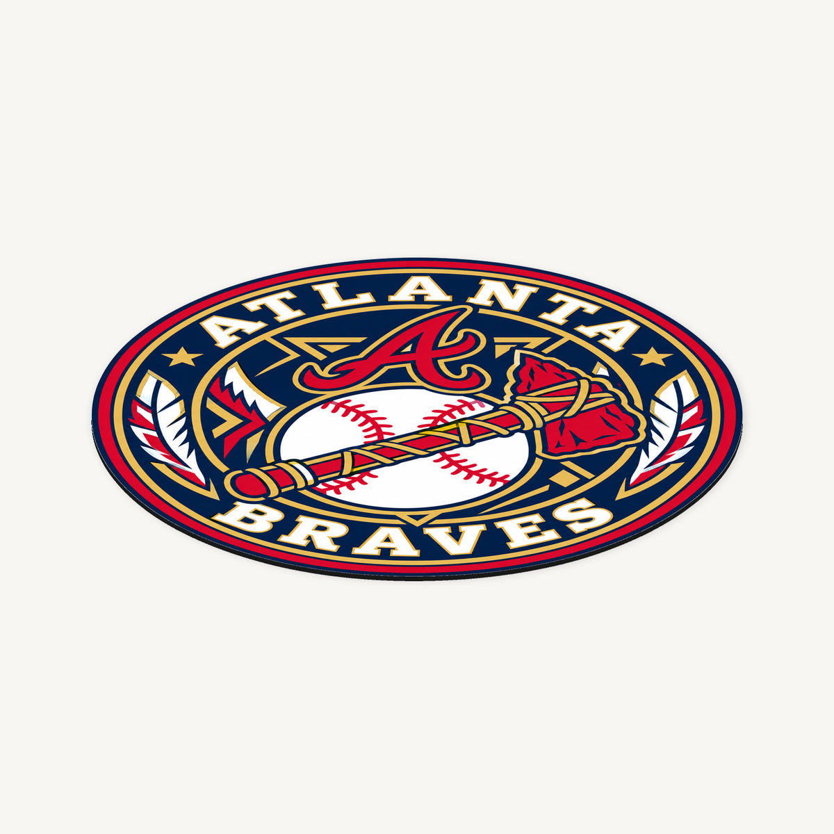 Atlanta Braves MLB Team Seal — angled view showing the thin plaque profile; illustrative rendering