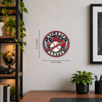 Atlanta Braves MLB Team Seal — example wall display with 9.5-inch width and height guides; illustrative rendering