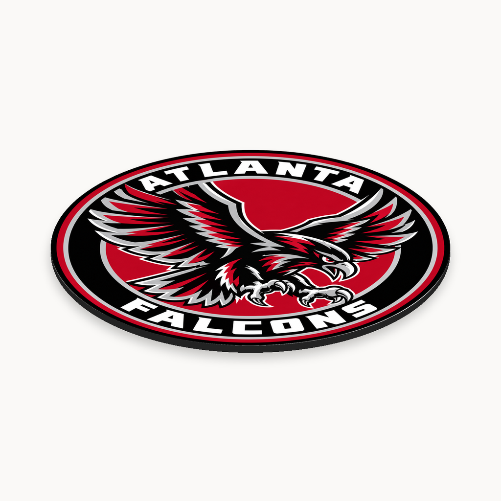 Atlanta Falcons NFL seal — angled thin-profile view; illustrative rendering